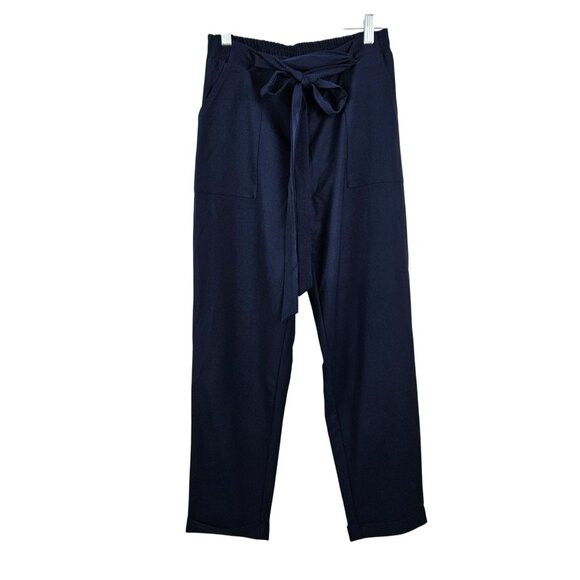 Grace Karin Womens High Waist Pants Size Medium Belt Fold-Up Leg Opening Navy - Picture 4 of 11